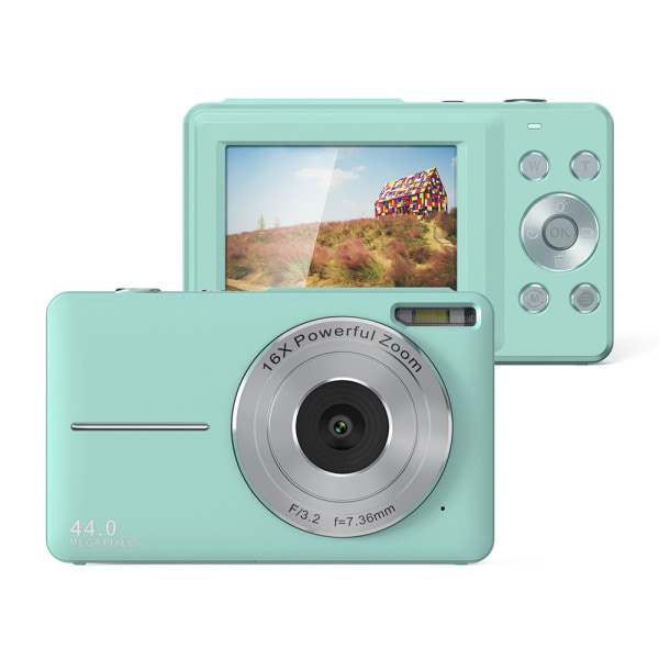 Digitalkamera 1080p FHD-kamera Autofokuskamera 44MP kompaktkamera 2,4 tums LCD-skärm 16x digital zoom Uppladdningsbar minivideokamera för