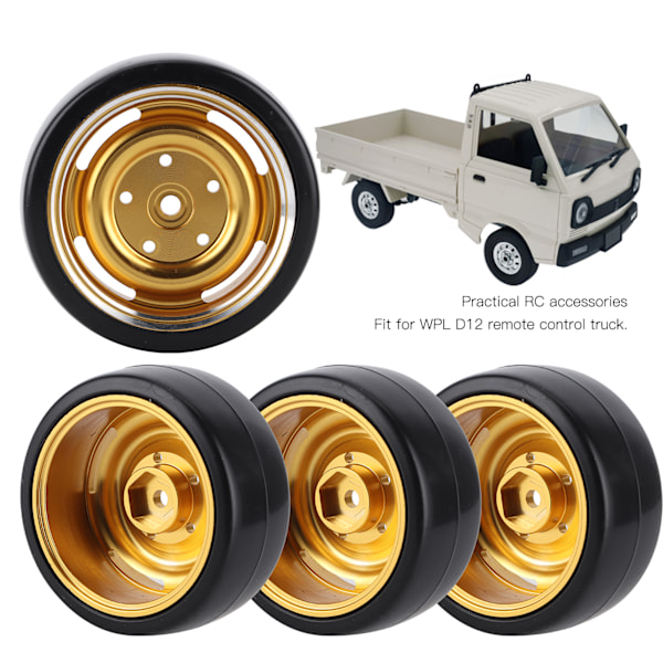 4 st 63 mm RC-bil metallnavs drivdäck reservdelar tillbehör passar för WPL D12 RC-lastbil