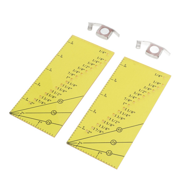 2-set sömnadsguide linjal stark magnetisk rostfritt stål transparent akryl gul linjal positioneringsmagnet sömnadsguide