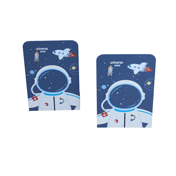 Matchande Bokstöd, Trä Bokstöd för Barn Astronaut-mönster, För Pojkar Flickor Barnkammare Eller Sovrum, Släta Kanter Halkfri Design, Tvåpack