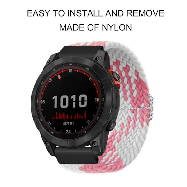 Nylon klockarmband ersättning elastisk andningsbar väv justerbar 26mm spänne klockarmband för Vertix 2 rosa vit