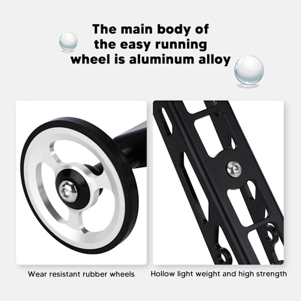 Förlängningsstång Lätt Hjul Aluminiumlegering Parkeringshjul med Vattenflaskhållare för Cykeltillbehör Silver