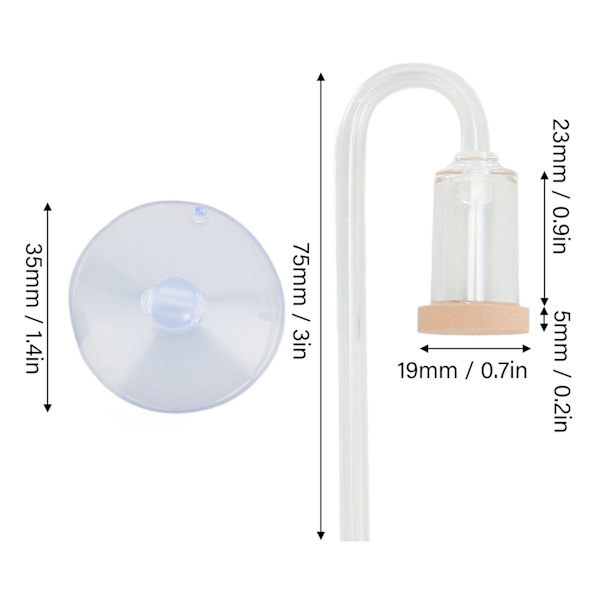 Akvarium CO2-diffusor Slim Fish Tank Glas CO2-förfinare med sugkopp för CO2-glasakvarium Tillbehör M
