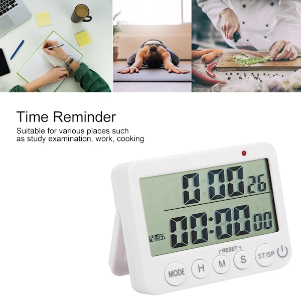Timer Tid Påminnelse Klocka Liten Bärbar Köksverktyg Mute Vibration för Köksbakning