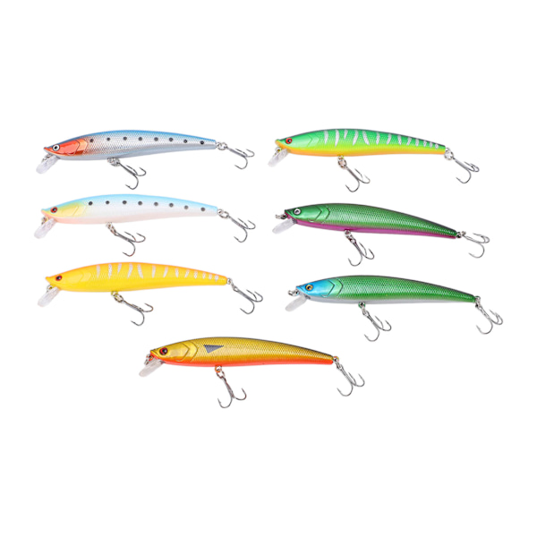 7 st fiskebete kit flytande mört simulering fiskebete tackle 11g per bete för sötvatten långskott