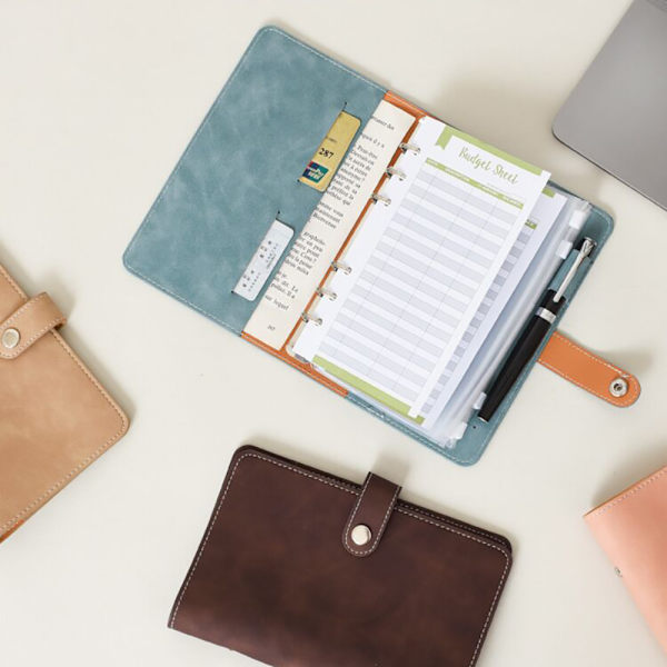 A6 PU Läder Notebook Påfyllningsbar 6 Rund Ringpärm Omslag för A6 Fyllpapper Notebook Personlig Planerare Pärm