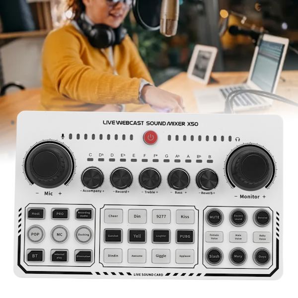 Live Sound Card Intelligent Noise Reduction USB Mini Sound Mixer Board för Musik Inspelning Karaoke Sång