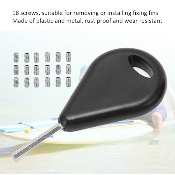 Surfboard Key Fin Screw 18 Skruvar 3 Finnycklar Lättviktig Surfingbräda Fin Skruvar Ersättningssats för Surfing