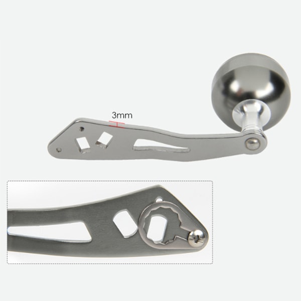 Baitcasting rullehandtag 32mm/1,26 tum Ergonomiskt metallfiskerullehandtag för Baitcasting Silver Black
