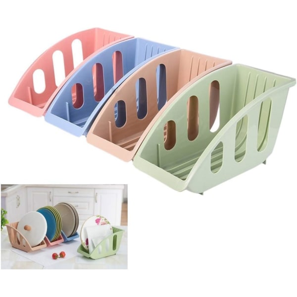 4-pack plastdiskställ för kök, tallrikar, grytlock, avrinningsställ, arrangör, avrinningsställ för köksskåp