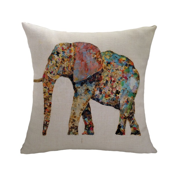 Dekorativa kuddfodral i form av elefant  17,7*17,7 tum linnekuddfodral för heminredning soffa bänk