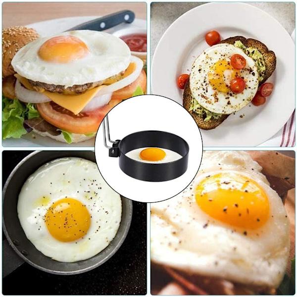 4 st Non-Stick Äggringar, Runda Äggformar i Rostfritt Stål för Stekta och Pocherade Ägg Crumpets på Kokkärl och Ångkokare
