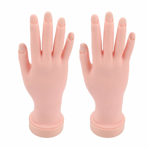 Öva hand för akrylnaglar, övning med falsk hand för naglar, flexibel böjbar skyltdocka, set med 2, träning för nail art