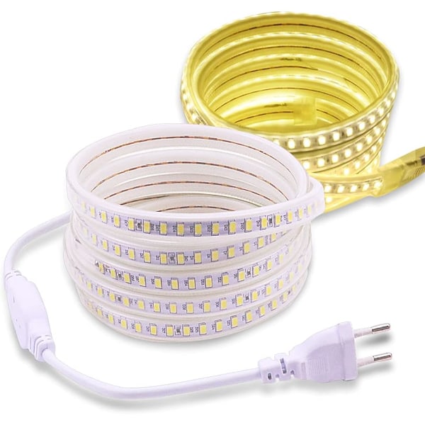3M LED-remsa 4000K AC 220V inomhus utomhus IP67 vattentät SMD 5730 120led / m LED-band ingen transformator behövs (vit, 3M)