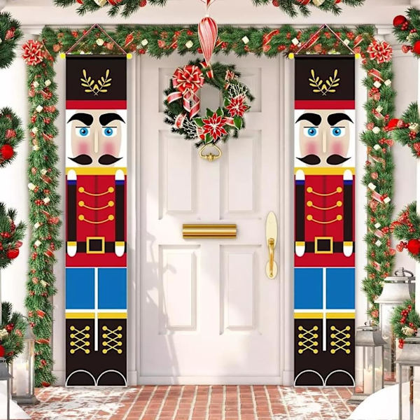 2 stycken Nötknäppare julbanderoller Sentry Soldier Model Banderoller för juldekorationer, inredningsbehov inomhus och utomhus (30 × 180 cm / 12 × 71