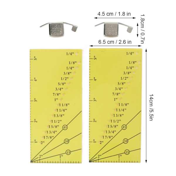 2-set sömnadsguide linjal stark magnetisk rostfritt stål transparent akryl gul linjal positioneringsmagnet sömnadsguide