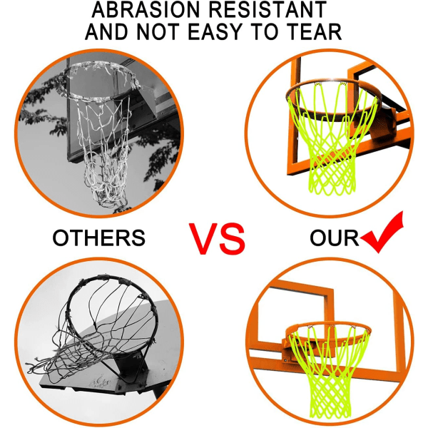 Glow Basketbollnät, Nattljus Basketbollnät Ljusstark Utomhus Bärbar Solenergi Sport Nylon