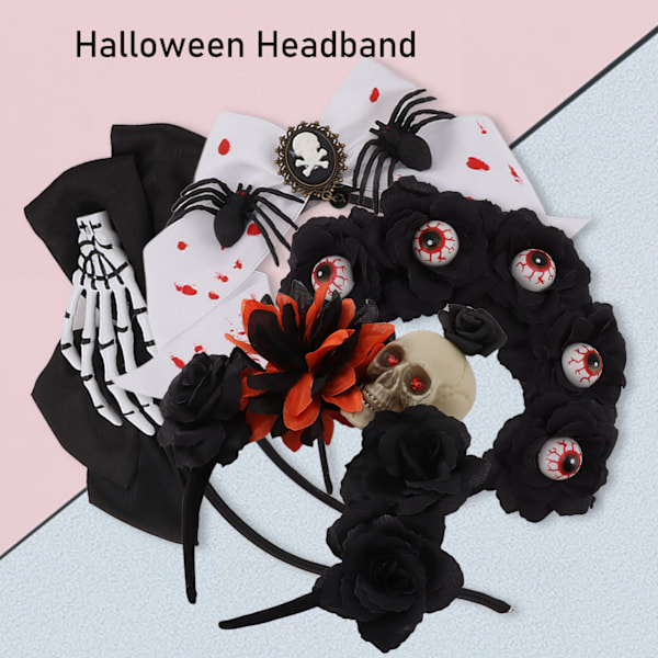 Halloween pannband Livsliknande hand Skelett Skalle Skada Läskig Kostym Dekoration för fest 6104