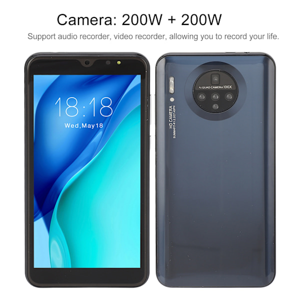 M30PLUS 5.72in Internationell Version 3G Smartphone Öppet Skal för Android System 100‑240V svart EU