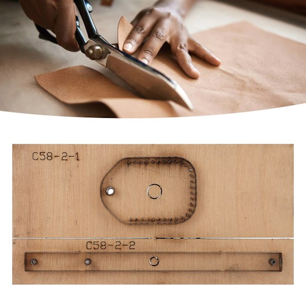 Läderstansremsa med träbas, hållbar och återanvändbar, konvex metall, högkolstål, DIY-stansform för hantverk