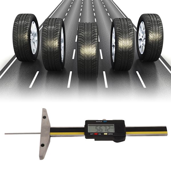 LCD Digital Däckdjupmätare med Tum/MM-Omvandling Bärbar för Bil Lastbil SUV Motorcykel Buss 0‑100mm/0-3.93in