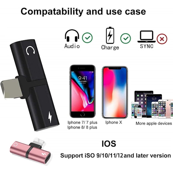 Apple MFi-certifierad Lightning Hörlursadapter, Innovativ Trådlös Design för Spel &amp; Videovisning, Multifunktionell för Mångsidig Användning,
