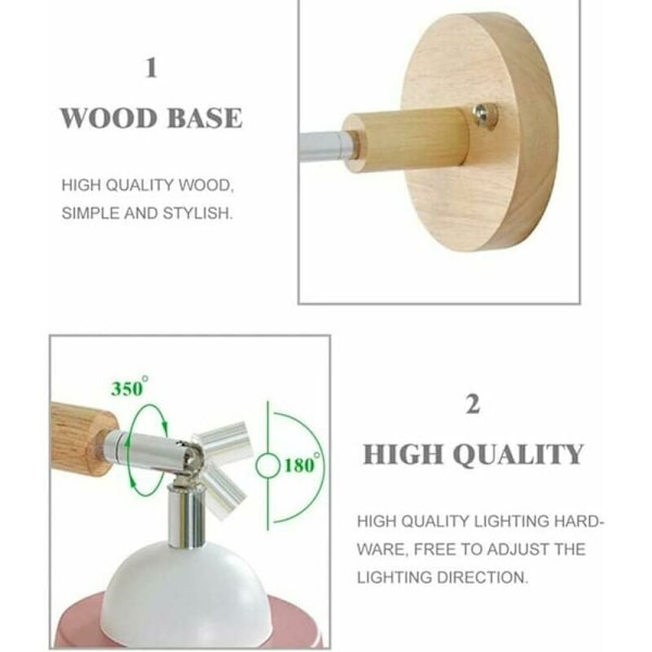 Modern minimalistisk vägglampa med 350 graders rotation, levereras färdigmonterad, ingen montering krävs, praktisk strömbrytare för olika inomhusmiljöer