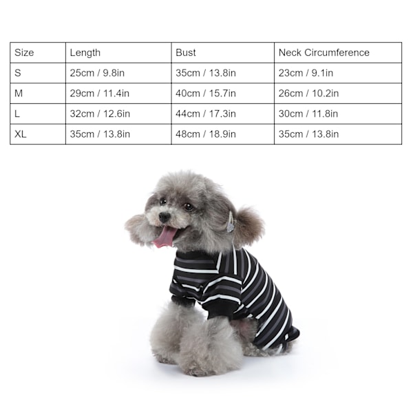 Hundpyjamas Varmt 4-benat Högt Krage Mjukt Stretchigt Randigt Valp Jumpsuit Sovkläder för Hem M