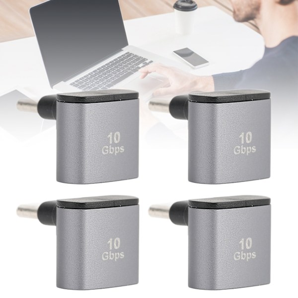 4stk Rätvinklig USB C till USB Adapter 10Gbps Hög Hastighet 90 Graders Usb Hona till Typ C Hane Adapter för Telefon Laptop