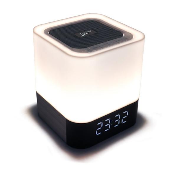 Nattljus Bluetooth-högtalare väckarklockor trådlösa Bluetooth-högtalare touchsensor, sänglampa färgförändrande nattljus för barn MP3-musik