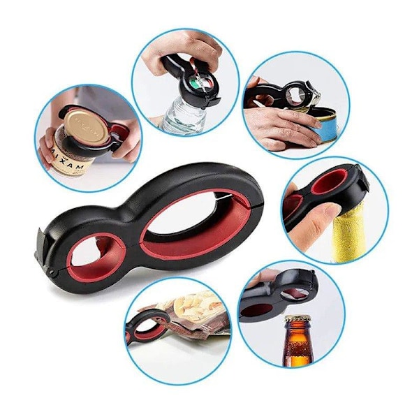 [6 Functions] Universal Opener for Bottles/Jars/Cans - Black