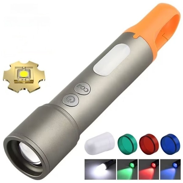 Multifärgade ficklampor, handsfree-bekvämlighet med snabbladdningsbar USB-C LED-ficklampa, portabel utrustning för camping, jakt och