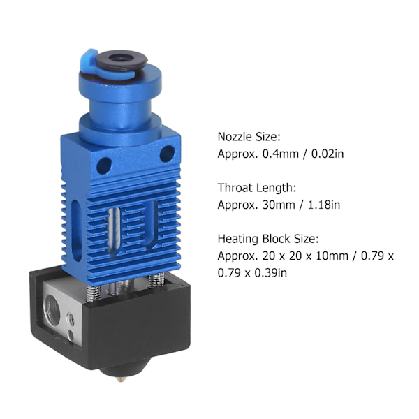 Extruder Hotend Kit Aluminiumlegering Mässing Extruder Hotend för Ender 3 S PRO 3D-skrivare Blå