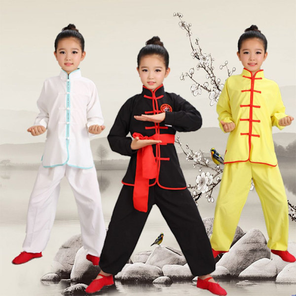 Wushudräkt för barn, även lämplig för tonåringar, träningsdräkt med korta ärmar, Kung Fu-dräkt för uppvisning för grundskole- och gymnasieelever, svart 150 cm