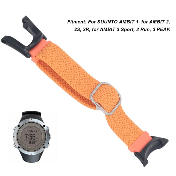 Vävd Nylon Klockarmband Tvättbart Justerbar Storlek Snabbkoppling Klockarmband för Suunto Ambit 1 2 2S 2R 3 Sport 3 Peak Orange