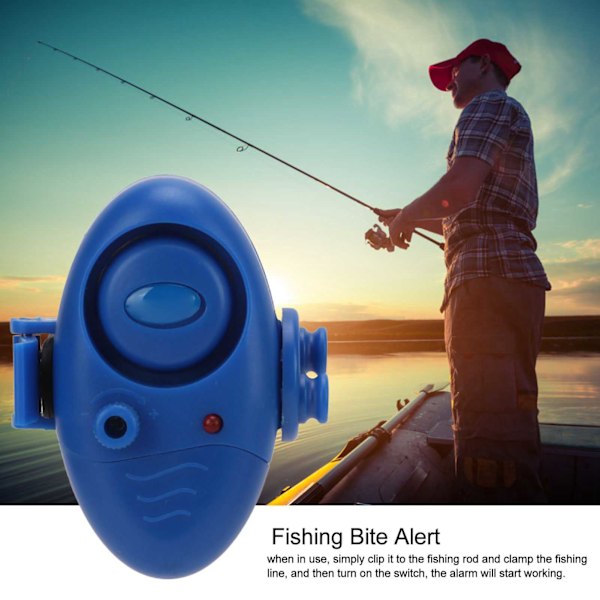 Fiske Bite Alarm Blå ABS Elektronisk Slitstark Fisk LED Indikator Ljudlarm Fiskeverktyg Tillbehör