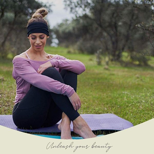 Sport Yoga Elastisk Bandana Hårband Knutade Hårband Yoga Sport Huvudomslag Bred Elastisk Huvudduk för Kvinnor och Flickor (4-pack)