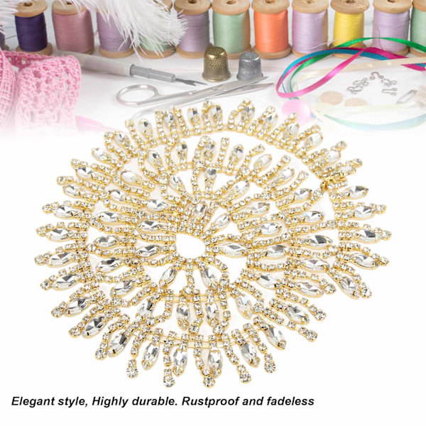 Rhinestone Trim 1yd Lång Fadeless Elegant Utsökt Tassel Design Bred Applikation Rhinestone Frans Vit Rhinestone På Guld