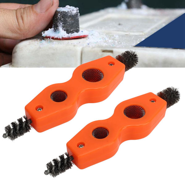 2-pack 4-i-1 Rörrengöringsborste Verktyg 1/2 tum 3/4 tum Orange Stark Rengöring Mångsidig Trådborste 4-i-1 Combo för Bilbatteri