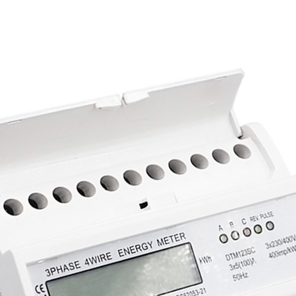 Digital 3-fas Energimätare LCD-display Vit ABS-hölje 50Hz Elförbrukningsovervakning 230 400V