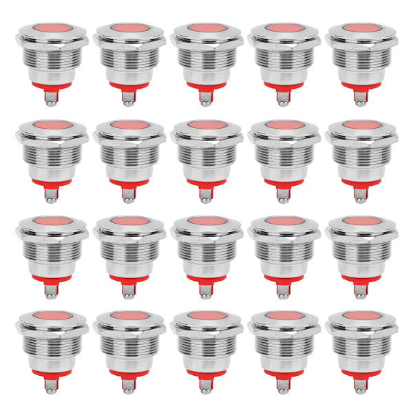 20 st IP68 Vattentät BEM-22C Högkvalitativ Metall Varnings-LED-Indikatorlampa 22mm (Röd 24V)