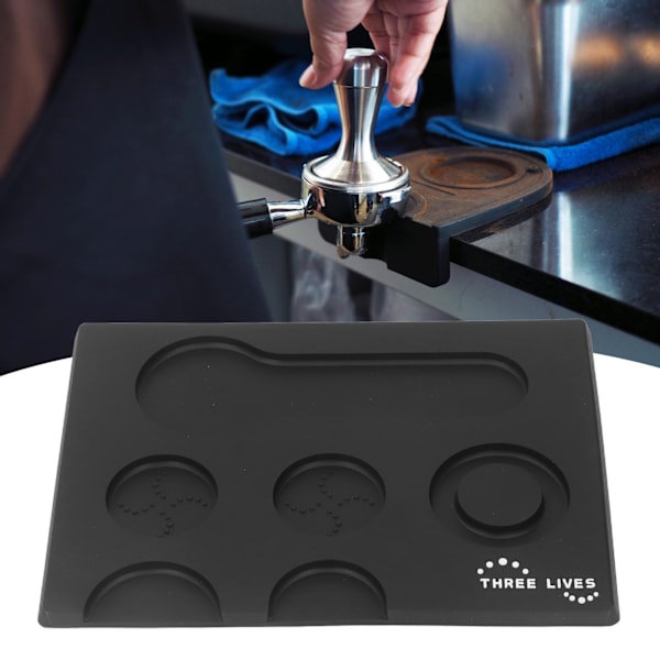 Kaffe Tamper Matta Bärbar PVC Polerad Baksida Antiskid Kaffe Tampning Pad för Bar Café Hem Svart