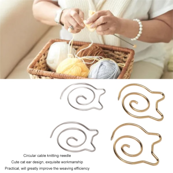 4 st Spiral Kabelsticka DIY Handarbete Kabelsticka Sjalnål Metall Rund Spiralsticka för Halsdukar Sjalar Guld Silver