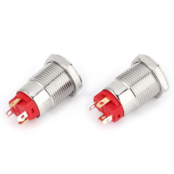 2 st 12mm 4-polig självspärrande metallknappbrytare med LED-lampa IP66 IK09 (Grön 100~240V)