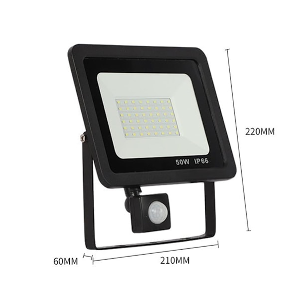 Rörelsesensor LED-strålkastare 50W Utomhusstrålkastare 220V Vattentät LED-strålkastare för trädgårdsvägg