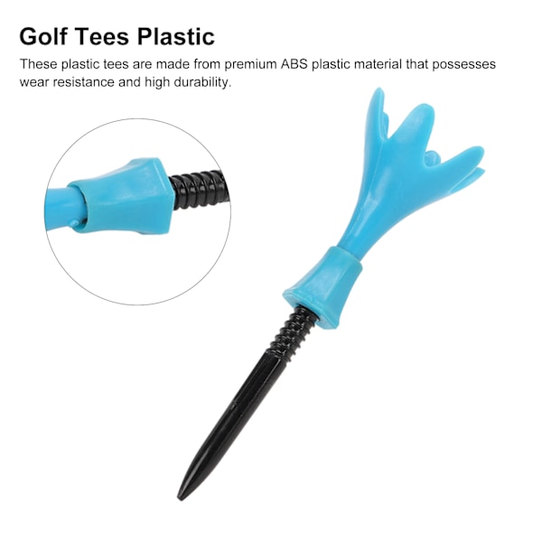 10 st golftees i plast, justerbara, hög stabilitet, slitstark, pålitliga golfbollstees för golfare, blå