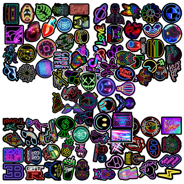 Klistermärken 200-pack Neon klistermärkesset Vattentäta vinylklistermärken Coola graffitiklistermärken för bärbar dator skateboard Skrotbok Drickflaska MacBook