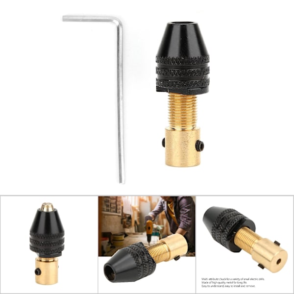 Chuck Brass Balck Högkvalitativ Mini Elektrisk Borrtillbehör 2.35mm/3.175mm Håldiameter 2.35mm Set (svart chuck med stång)