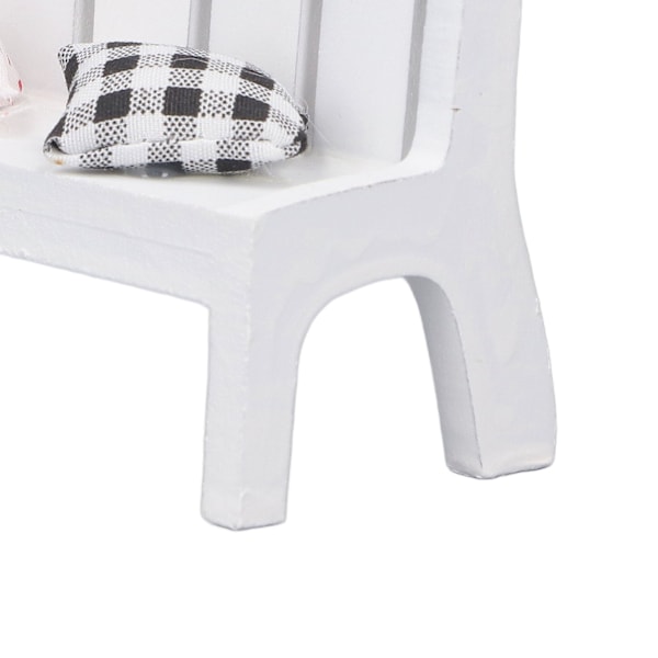 Miniatyrdocka trädgårdsbänk dockhus trä soffa bänk leksak med kuddar för DIY