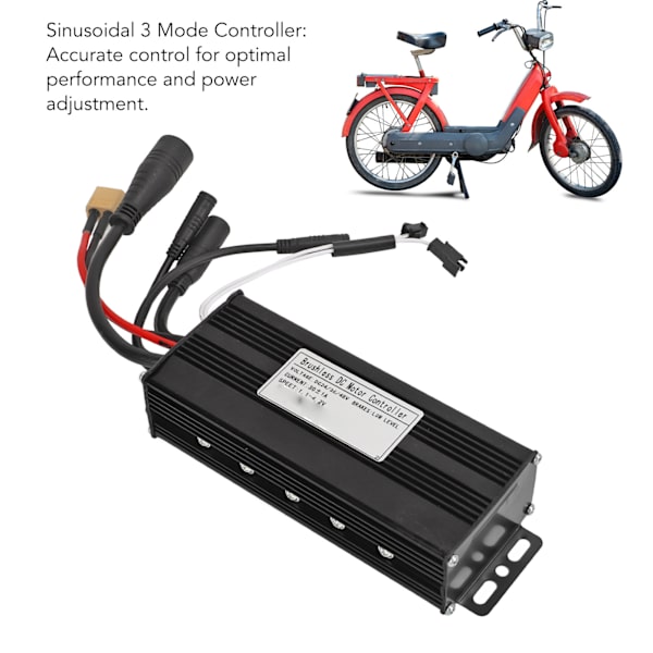 30A Cykelhastighetsregulator Sinusvåg 3-läges Aluminiumlegeringsskal Bra värmeavledning för 24V 36V 48V Motorcykelkonvertering